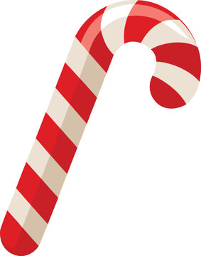 red and white striped candy cane with curved hook