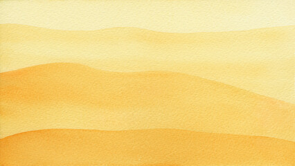 Fototapeta na wymiar Abstract art hand drawn watercolor orange yellow wavy desert sand background on textured watercolor paper for wallpaper banner template page design.