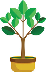 potted plant with green leaves in brown pot