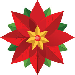 red poinsettia flower with yellow center christmas decoration