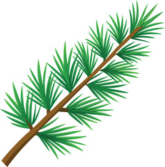 green pine branch with needles botanical decoration