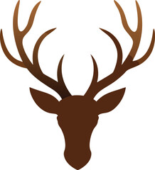 brown reindeer head with large antlers portrait