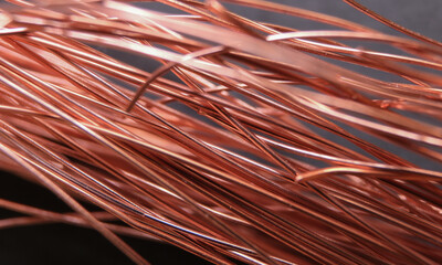 Abstract copper lines texture on black floor