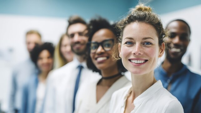 Diverse team collaborating in bright office