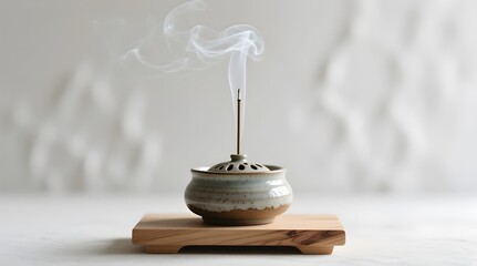 Incense Stick with Smoke for a Minimalist Meditation and Spiritual Space