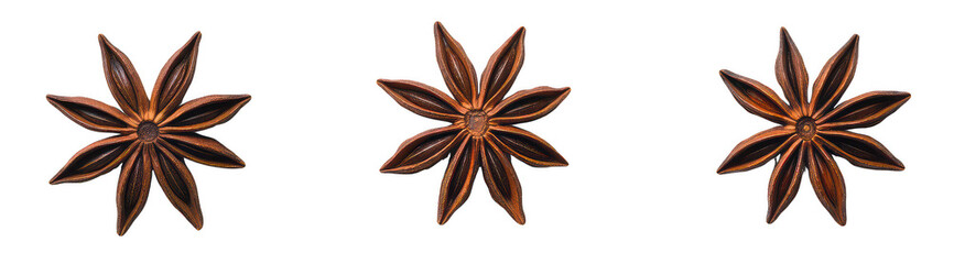 Three Star Anise Pods isolated on transparent background Remove png