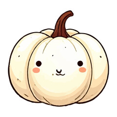 kawaii fruit and vegetables. white pumpkin, orange pumpkin character