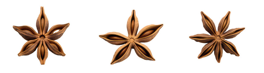 Three Star Anise Pods isolated on transparent background Remove png