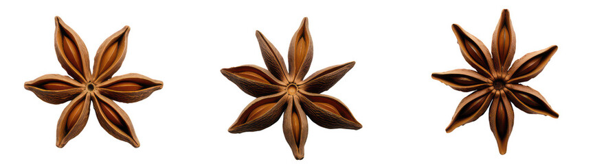 Three Star Anise Pods isolated on transparent background Remove png