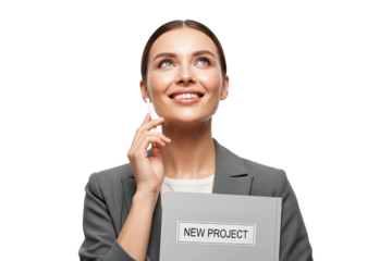 Inspired businesswoman thinking up ideas for a new project