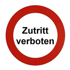 Rundes Schild mit rotem Rand und der Aufschrift 