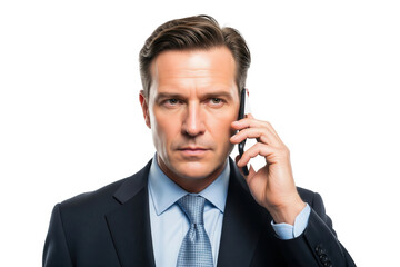 Serious businessman having an important conversation on a mobile phone