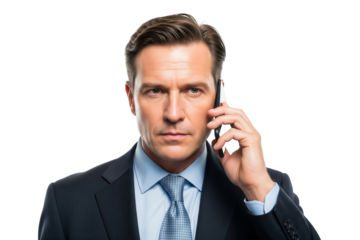 Serious businessman having an important conversation on a mobile phone