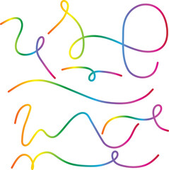 Assortment of Rainbow Gradient Abstract Lines and Swirls Keywords: swirl, curve, line, rainbow