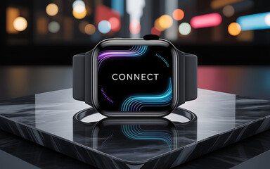 Smartwatch mockup with connect inscription innovative digital device to stay connected and track activity and fitness levels