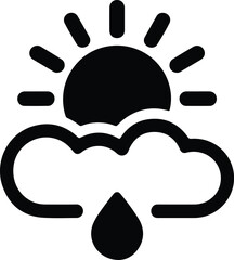 Sun Behind Cloud with Rain Drop Icon weather forecast