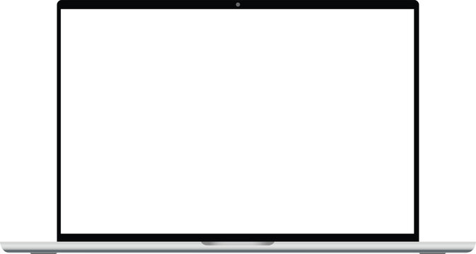 Laptop screen mockup. Front view digital device, laptop screen