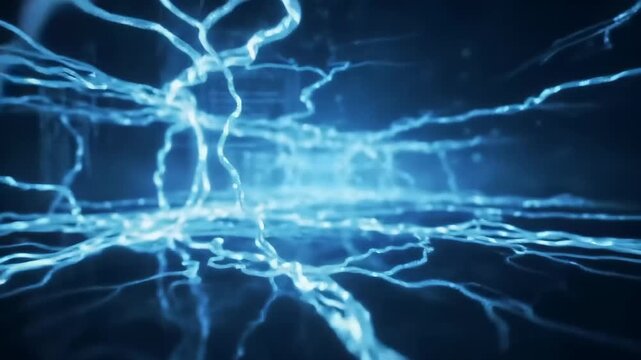 Abstract digital network connections flow through glowing neural pathways with binary code , Abstract digital neural network with glowing blue data streams, Futuristic intelligence concept. - Powered by Adobe