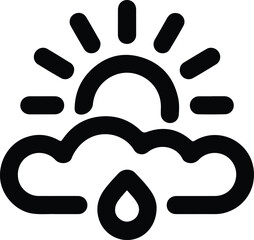 Sun behind cloud with rain drop icon weather
