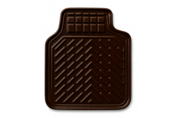 Brown rubber car mat for vehicle floor protection, durable automobile accessory for interior care on transparent background