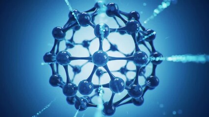 Abstract glowing energy particles and connections representing science , Modern molecular structure illuminated with energy particles, Advanced research discovery and biotechnology background. - Powered by Adobe