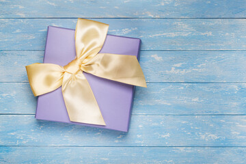 Gift box with a bow, top view