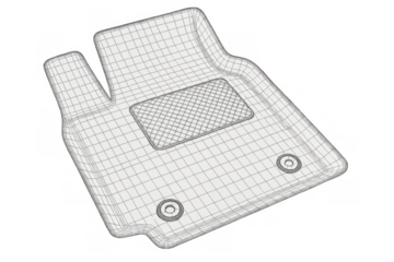 Automotive car floor mat wireframe 3d model presenting vehicle accessory design and engineering with transparent background