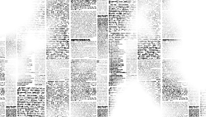 Overlay old white newspaper paper grunge vintage background. Grunge halftone style