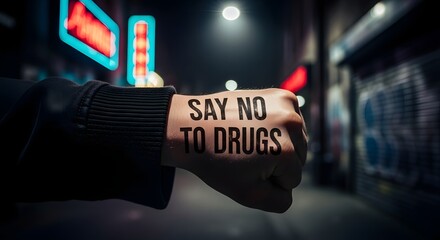 text say no to drugs international day against drug abuse and illicit trafficking world mental health day global event	

