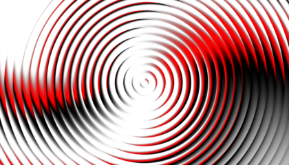 Red ripple glass texture abstract gradient background with optical circle wave pattern. Overlay illustration on transparent background