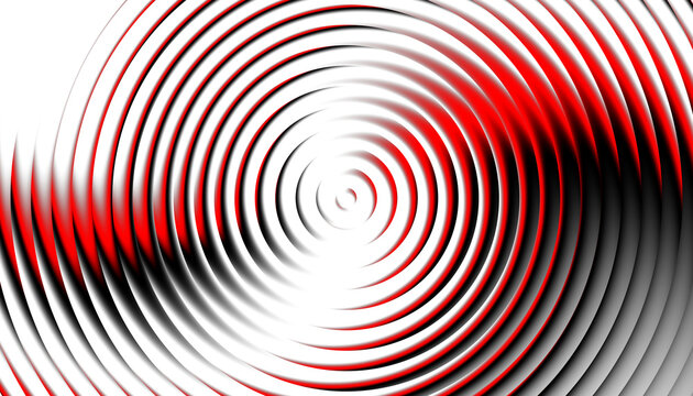 Red ripple glass texture abstract gradient background with optical circle wave pattern. Overlay illustration on transparent background