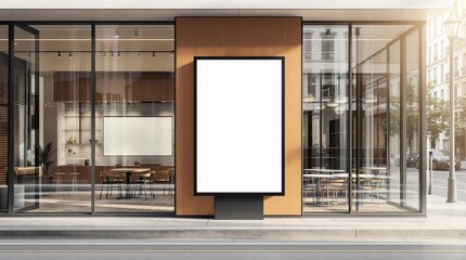 Modern billboard mockup for advertising campaigns outside a stylish restaurant venue
