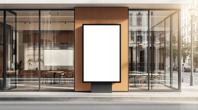 Modern billboard mockup for advertising campaigns outside a stylish restaurant venue