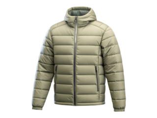Light green quilted puffer jacket for winter outdoor apparel