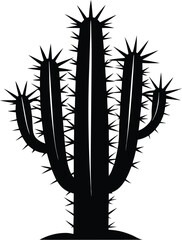 Silhouette of a saguaro cactus isolated on white background