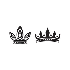 Two Black Stylized Crowns on White Background royal