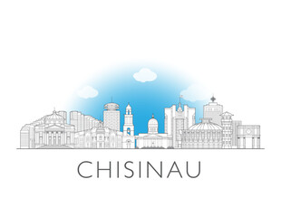 Fototapeta premium Chisinau, Moldova cityscape illustration skyline drawing