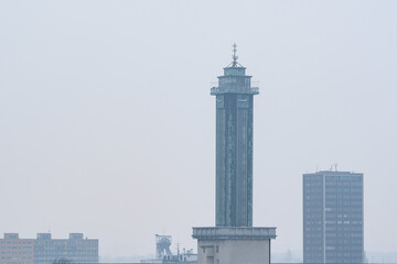 New City Hall Tower in Ostrava on a Foggy Day