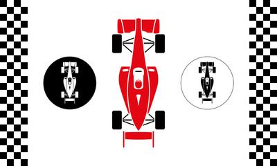 Obraz premium Formula One top view car with racing pattern, flat design