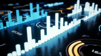 Futuristic digital data analytics chart display. Modern technology finance graph , Futuristic digital data analytics glowing blue and orange charts, Modern financial visualization concept. - Powered by Adobe