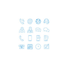 Set of contact information icons isolated on white background