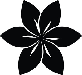 Black six petal flower silhouette isolated on white background