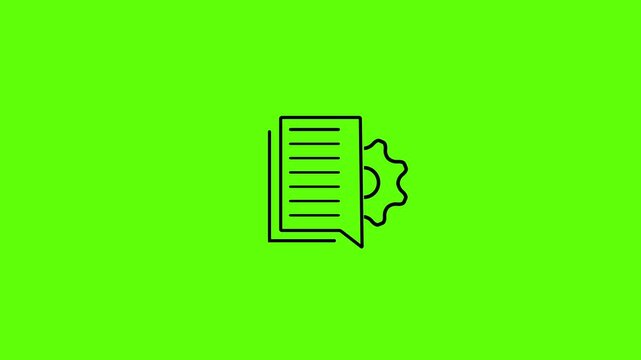 Engineering, development and innovation technology icon in outline design. Animation, micro animation, cartoon, web site symbol, clip art, illustration, vector, industry sign. green background 
