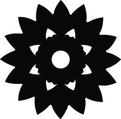 Black stylized flower silhouette isolated on white background