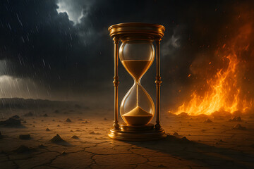 Hourglass Symbolizing Time and Change in Dramatic Cinematic Lighting