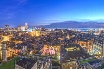 Genoa, Liguria, Italy Downtown City skyline Towards the Mediterranean 938
