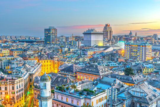Genoa, Liguria, Italy Downtown City Skyline 925