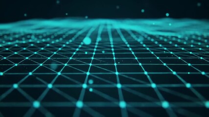 Abstract digital network grid with glowing cyan nodes and lines , Modern cyber structure and blockchain technology design, Artificial intelligence innovation and metaverse background. - Powered by Adobe