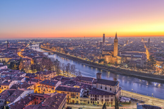 Verona, Italy Skyline on the Adige River 905