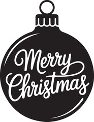 Elegant Black Christmas Ball with Merry Christmas Lettering